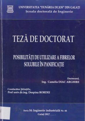 Cover for Posibilități de utilizare a fibrelor solubile în panificație: teză de doctorat