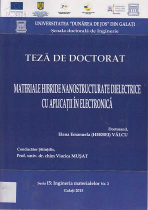 Cover for Materiale hibride nanostructurate dielectrice  cu aplicaţii în electronică: teză de doctorat