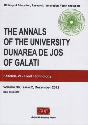 Cover for The Annals of „Dunarea de Jos” University of Galati,  Fascicle VI, Food Technology