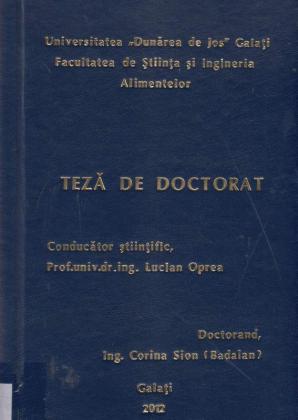 Cover for Cercetări privind evaluarea plasticității tehnologice a speciei Acipenser ruthenus (Linne, 1758), în condiţiile unui sistem recirculant de acvacultură industrială: teză de doctorat