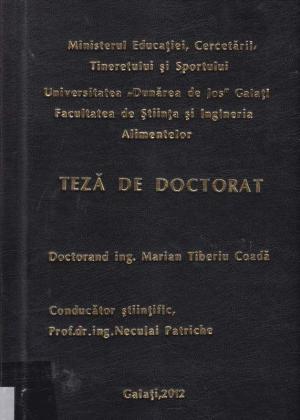 Cover for Cercetări privind evaluarea plasticităţii tehnologice a speciei Polyodon spathula (Walbaum, 1792) în condiţiile unui sistem recirculant de acvacultură industrială: teză de doctorat