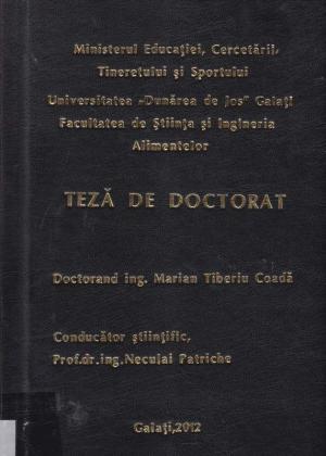 Cover for Cercetări privind evaluarea plasticităţii tehnologice a speciei Polyodon spathula (Walbaum, 1792) în condiţiile unui sistem recirculant de acvacultură industrială: teză de doctorat