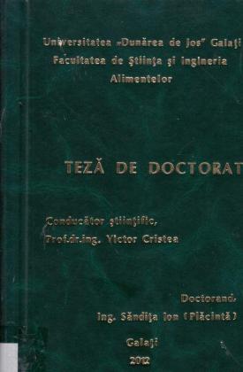 Cover for Cercetări privind evaluarea plasticităţii tehnologice a speciei Silurus glanis în condiţiile unui sistem recirculant de acvacultură industrială: teză de doctorat