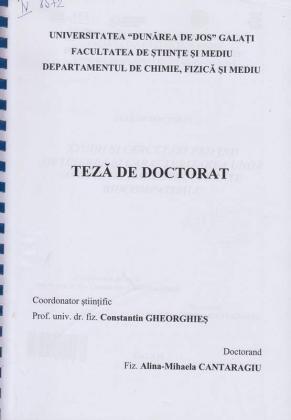 Cover for Studii şi cercetări privind obţinerea unor acoperiri nanostructurate biocompatibile: teză de doctorat