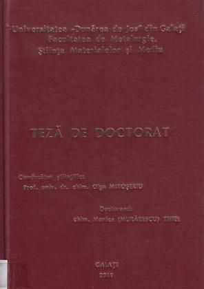 Cover for Contribuţii la îmbunătăţirea dispersiei nanotuburilor de carbon în matrice polimerică pentru obţinerea de nanocompozite multifuncţionale: teză de doctorat