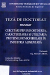 Cover for Cercetări privind obținerea, caracterizarea și utilizarea  proteinelor miofibrilare în industria alimentară: teză de doctorat