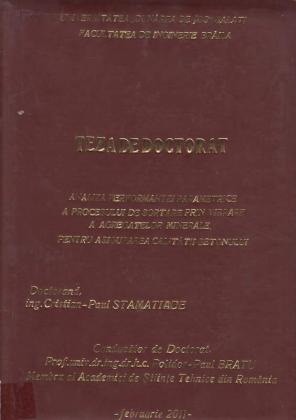 Cover for Analiza performanţei parametrice a procesului de sortare prin vibrare a agregatelor minerale pentru asigurarea calitaţii betonului: teză de doctorat