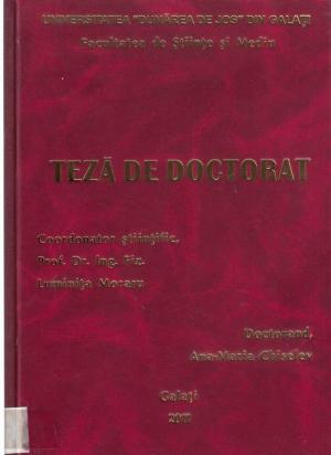 Cover for Contribuţii privind corelarea parametrilor de propagare a undelor ultrasonore cu tehnologia de realizare a capetelor sonar biomimetice: teză de doctorat