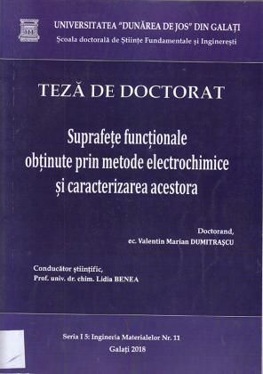 Cover for Suprafețe funcționale obținute prin metode electrochimice și caracterizarea acestora: teză de doctorat