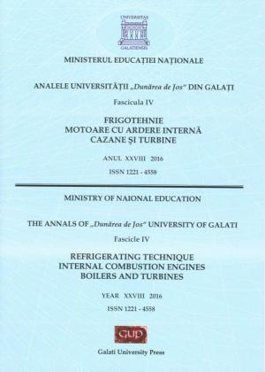Cover for The Annals of „Dunarea de Jos” University of Galati,  Fascicle IV – Refrigerating Technique, Internal  Combustion Engines, Boilers and Turbines, No. 1 - 2016